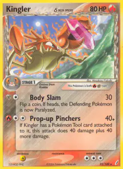 Kingler δ 22/100 Rare card from Crystal Guardians
