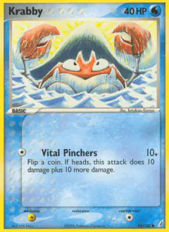 Krabby 54/100 Common card from Crystal Guardians
