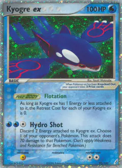 Kyogre ex 95/100 Rare Holo EX card from Crystal Guardians