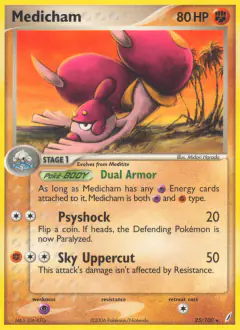 Medicham 25/100 Rare card from Crystal Guardians