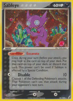 Sableye 10/100 Rare Holo card from Crystal Guardians