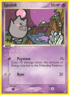 Spoink 62/100 Common card from Crystal Guardians