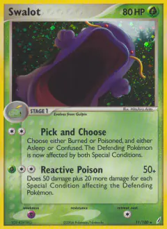 Swalot 11/100 Rare Holo card from Crystal Guardians