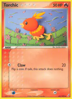 Torchic 65/100 Common card from Crystal Guardians