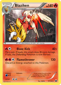 Blaziken 17/108 Rare Holo card from Dark Explorers