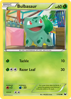 Bulbasaur 1/108 Common card from Dark Explorers