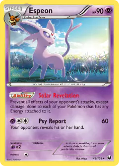 Espeon 48/108 Rare card from Dark Explorers