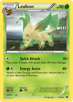 Leafeon 6/108 Rare card from Dark Explorers