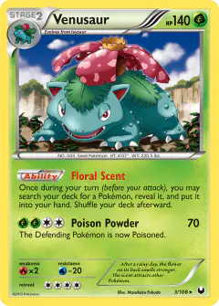 Venusaur 3/108 Rare Holo card from Dark Explorers