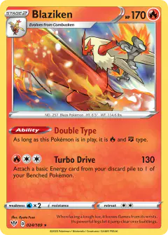 Blaziken 024/189 Rare Holo card from Darkness Ablaze