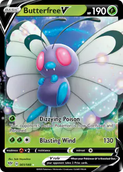Butterfree V 001/189 Rare Holo V card from Darkness Ablaze