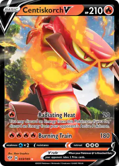 Centiskorch V 033/189 Rare Holo V card from Darkness Ablaze
