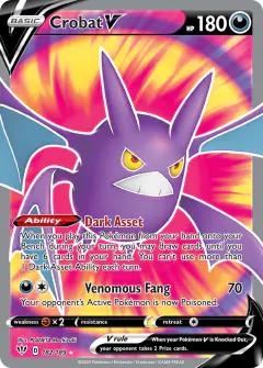Crobat V 182/189 Rare Ultra card from Darkness Ablaze