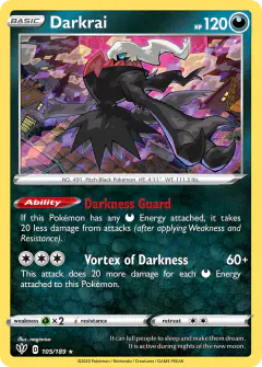 Darkrai 105/189 Rare Holo card from Darkness Ablaze