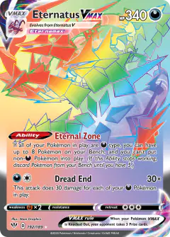 Eternatus VMAX 192/189 Rare Rainbow card from Darkness Ablaze