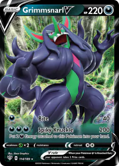 Grimmsnarl V 114/189 Rare Holo V card from Darkness Ablaze