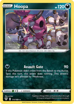Hoopa 111/189 Rare Holo card from Darkness Ablaze