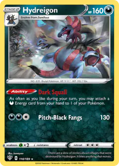Hydreigon 110/189 Rare card from Darkness Ablaze