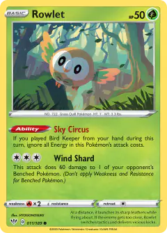 Rowlet 011/189 Common card from Darkness Ablaze