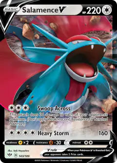 Salamence V 143/189 Rare Holo V card from Darkness Ablaze