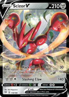Scizor V 118/189 Rare Holo V card from Darkness Ablaze