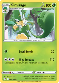 Simisage 007/189 Uncommon card from Darkness Ablaze