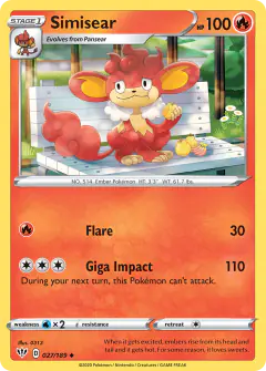 Simisear 027/189 Uncommon card from Darkness Ablaze