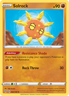 Solrock 092/189 Uncommon card from Darkness Ablaze