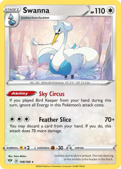 Swanna 149/189 Rare card from Darkness Ablaze