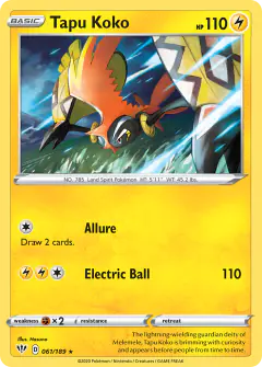 Tapu Koko 061/189 Rare Holo card from Darkness Ablaze