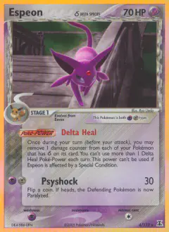 Espeon δ 4/113 Rare Holo card from Delta Species