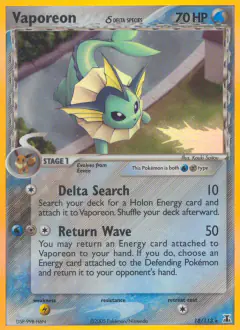 Vaporeon δ 18/113 Rare Holo card from Delta Species