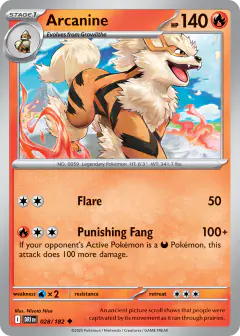 Arcanine 028/182 Uncommon card from Destined Rivals
