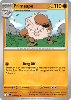 Primeape 091/182 Common card from Destined Rivals