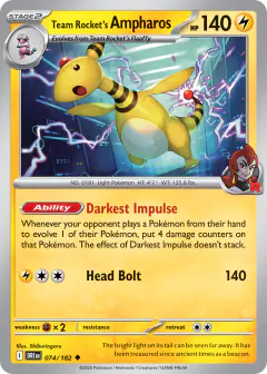 Team Rocket's Ampharos 074/182 Uncommon card from Destined Rivals