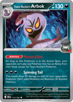 Team Rocket's Arbok 113/182 Uncommon card from Destined Rivals