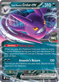 Team Rocket's Crobat ex 122/182 Double Rare card from Destined Rivals