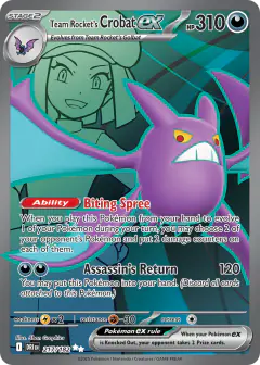Team Rocket's Crobat ex 217/182 Ultra Rare card from Destined Rivals