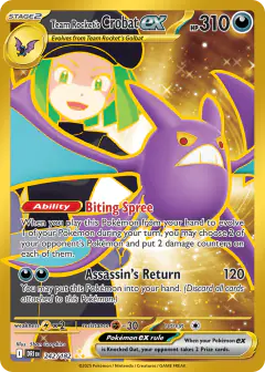 Team Rocket's Crobat ex 242/182 Hyper Rare card from Destined Rivals