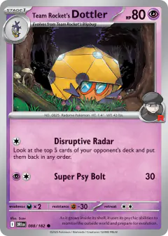 Team Rocket's Dottler 088/182 Common card from Destined Rivals