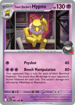 Team Rocket's Hypno 080/182 Uncommon card from Destined Rivals
