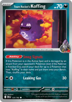 Team Rocket's Koffing 125/182 Common card from Destined Rivals