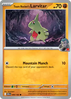 Team Rocket's Larvitar 094/182 Common card from Destined Rivals