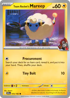 Team Rocket's Mareep 072/182 Common card from Destined Rivals