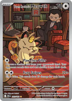 Team Rocket's Meowth 203/182 Illustration Rare card from Destined Rivals