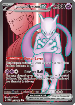 Team Rocket's Mewtwo ex 213/182 Ultra Rare card from Destined Rivals