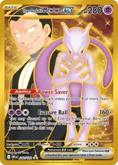 Team Rocket's Mewtwo ex 240/182 Hyper Rare card from Destined Rivals