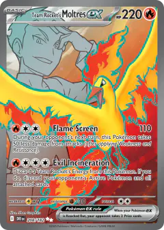 Team Rocket's Moltres ex 208/182 Ultra Rare card from Destined Rivals