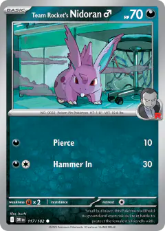 Team Rocket's Nidoran♂ 117/182 Common card from Destined Rivals