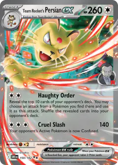 Team Rocket's Persian ex 150/182 Double Rare card from Destined Rivals